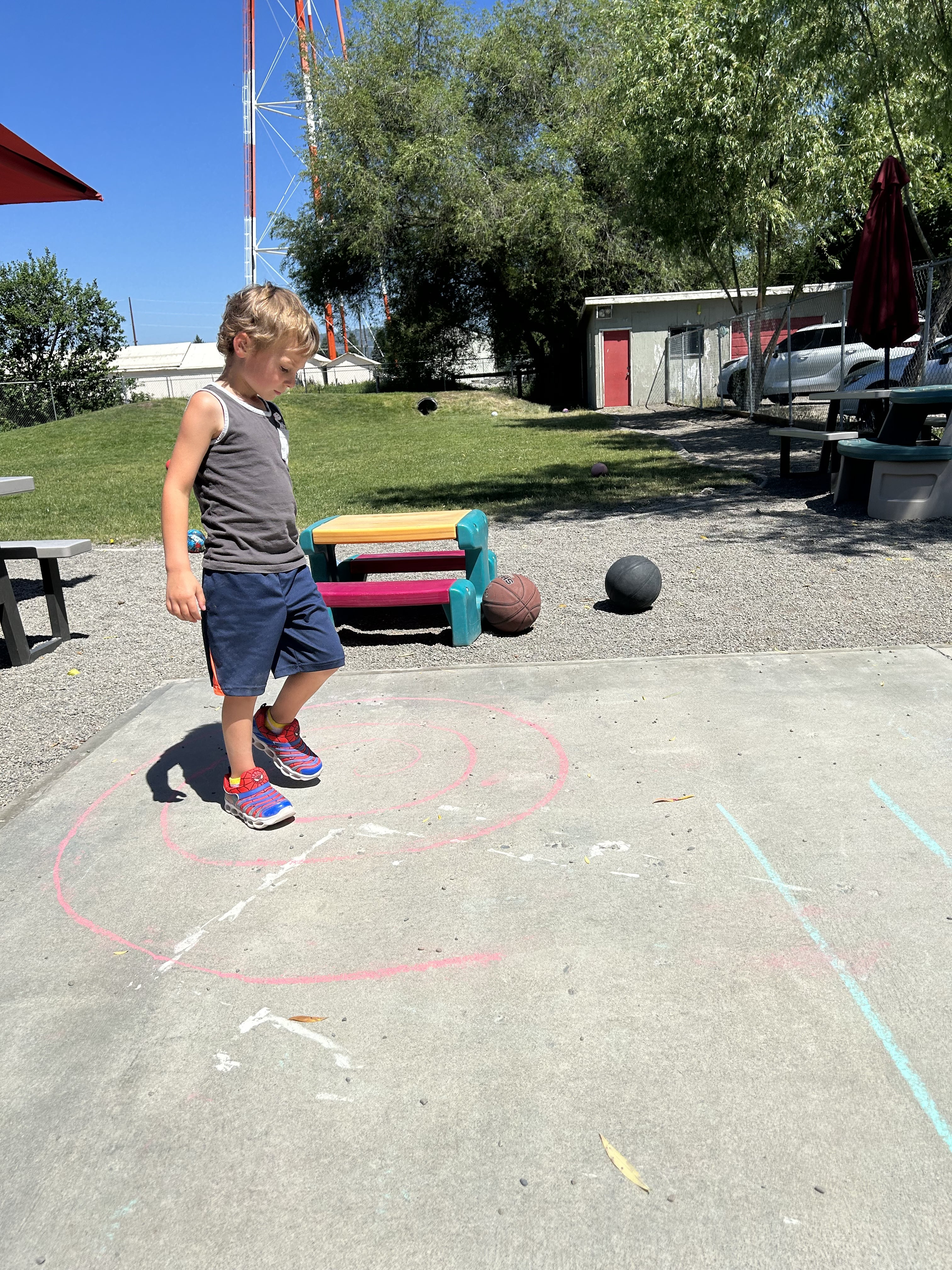 outside chalk playing